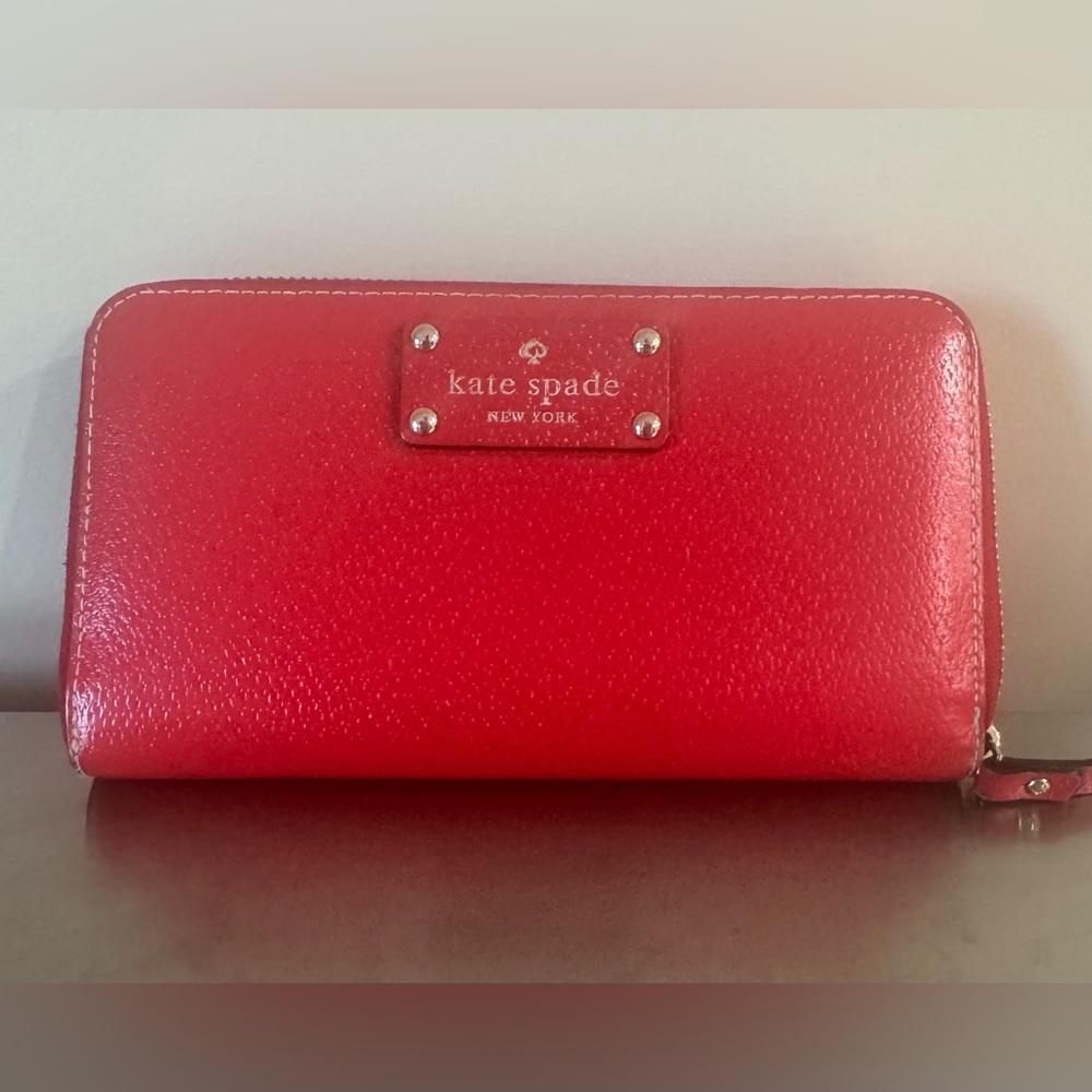 Kate Spade Red Leather Zip Wallet